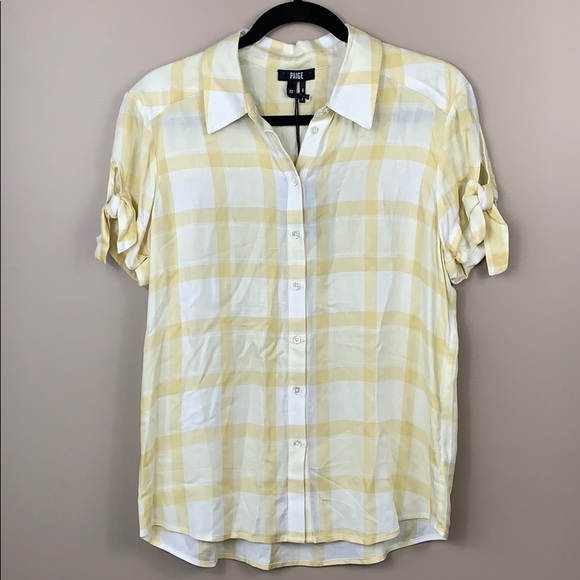 PAIGE Tops - NWT Paige Avery yellow plaid shirt sz xs
